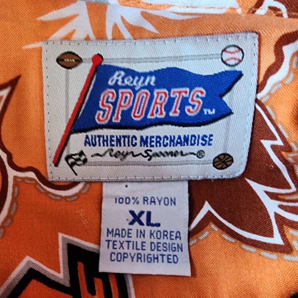 Vintage Reyn Spooner Reyn Sports Mens XL Hawaiian Shirt Oklahoma State OSU Retro - Picture 7 of 9
